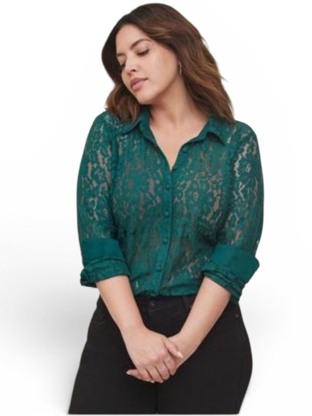 Torrid Lace Button-Up Shirt